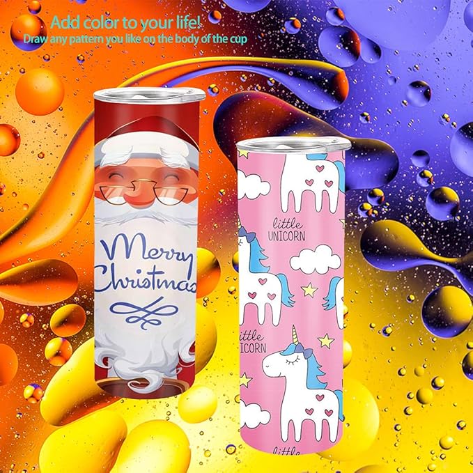 YOUKE OLA 12 Pack Straight Skinny Sublimation Tumblers 20oz for Heat Transfer, Bulk Sublimation Blanks Individually Boxed, Double Wall Insulated Tumbler with Shrink Films & Heat Tape, White (12)