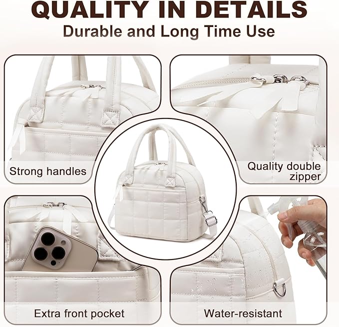 LEDAOU Lunch Box for Women Lunch bag Quilted Puffer Lunch Box with Adjustable Strap Insulated Reusable LunchBox for Work School Picnic Travel