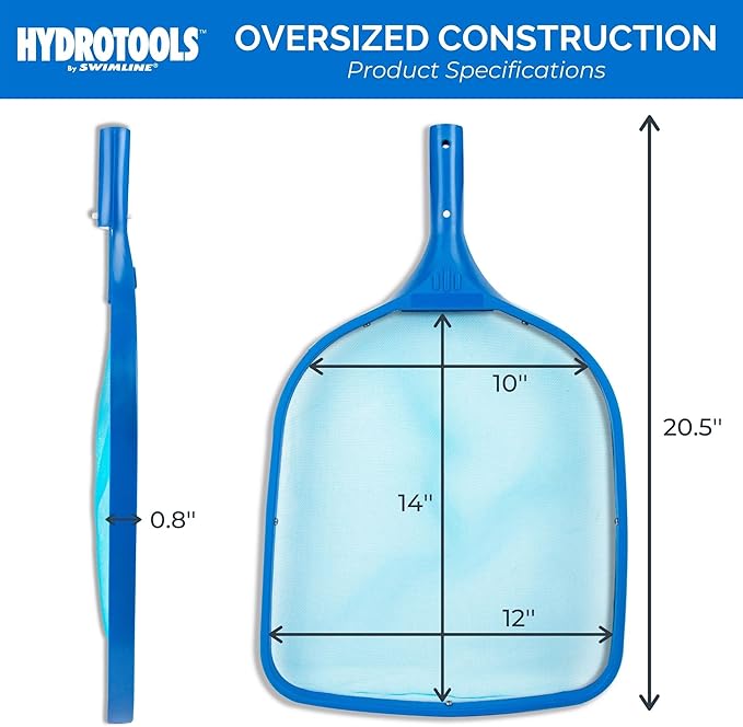 Swimline HYDROTOOLS 8025 Aluminum Reinforced Leaf Skimmer Net Head Cleaner For Swimming Pool Spa Fountain Pond Hot Tub Leaves Bugs Debris Fine Cleaning Maintenance Heavy Duty Extra Large