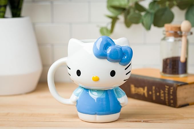 Silver Buffalo Sanrio Hello Kitty Full Body Blue Dress Ceramic 3D Sculpted Mug, 20 Ounces
