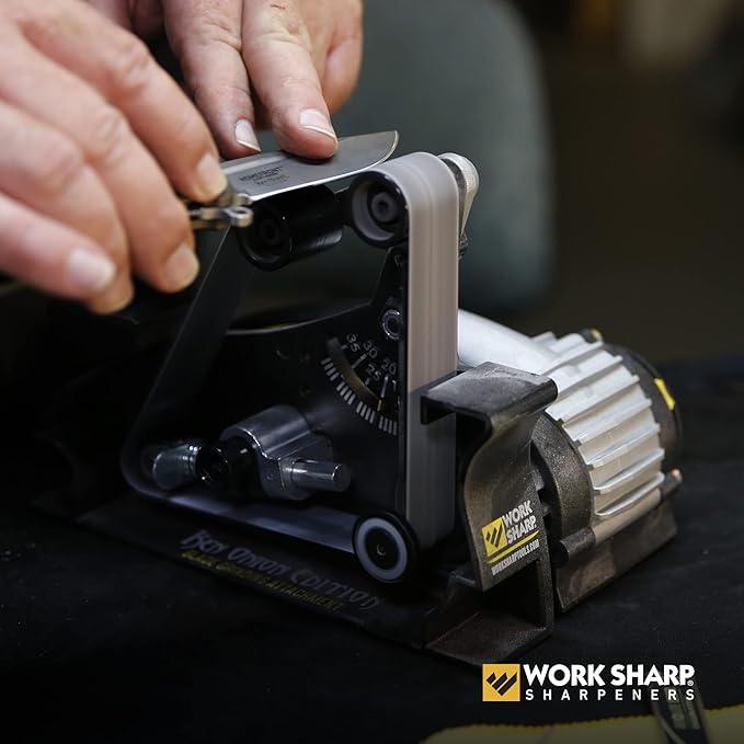 Work Sharp Ken Onion Edition Knife & Tool Sharpener Elite Mk2 - Complete Knife Sharpening System with Blade Grinding Attachment and extra belts