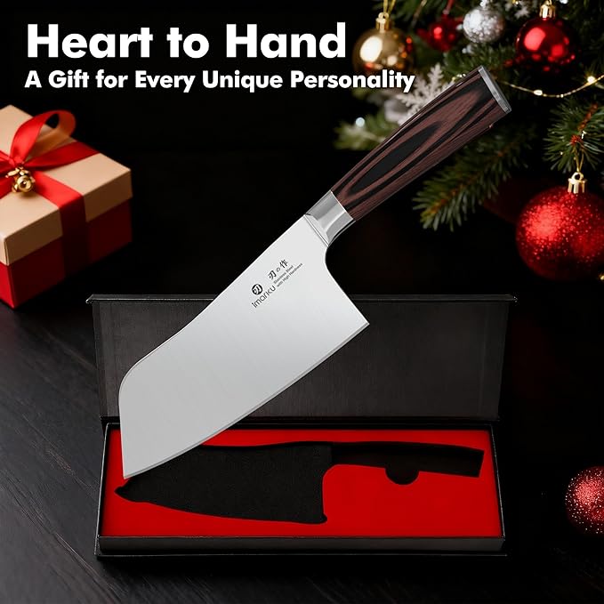 imarku 7 Inch Meat Cleaver Knife,Japanese SUS440A High Carbon Stainless Steel Butcher Knife with Ergonomic Handle,Ultra Sharp Vegetable Kitchen Knife for Home,Birthday Gifts for Men and Women