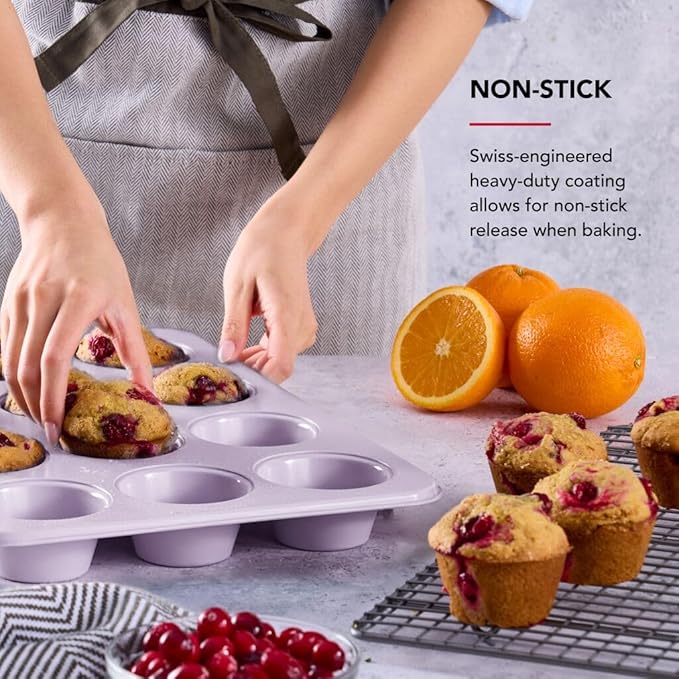 KitchenAid 12-Cup Nonstick Swiss Engineered Aluminized Steel Muffin Pan, Dishwasher Safe, Wildflower