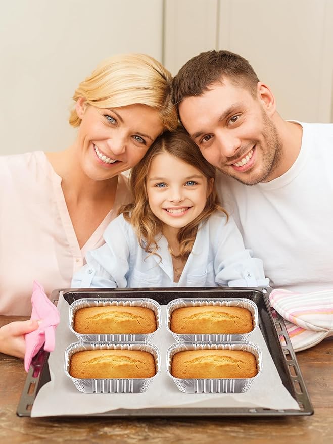 30 Pack 6x3.5x2 Disposable Aluminum Loaf Pans - 1 Lb Mini Loaf Pans, Small Aluminum Tin Foil Baking Pan, Food Containers for Baking, Cakes, Bread, Meat, Loaves