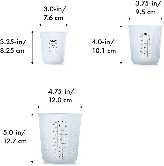 OXO Good Grips 3 Piece Squeeze & Pour Silicone Measuring Cup Set