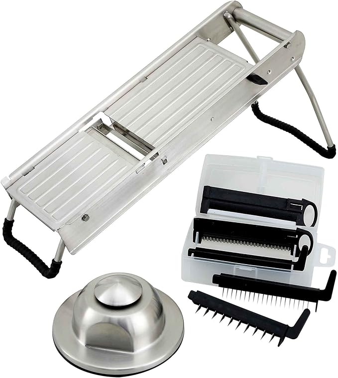 Winco winware Stainless Steel Mandoline Slicer Set with Hand Guard