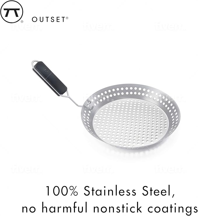 Outset Grill Skillet With Removable Handle, Stainless Steel