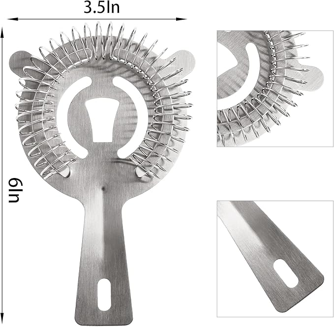 WUWEOT 9 Pack Cocktail Strainer, 6" Professional Stainless Steel Bar Strainer, Silver