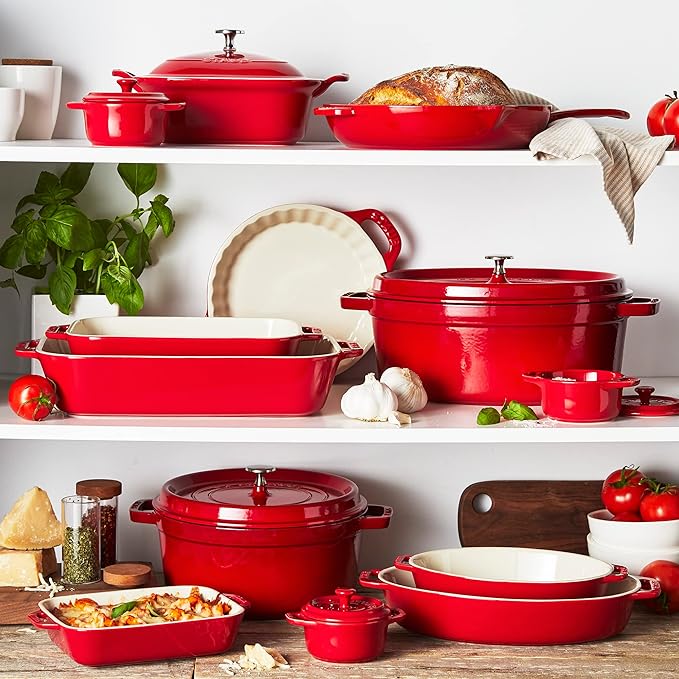STAUB Ceramic Bakeware-Pie-Pans Dish, 9-inch, Cherry