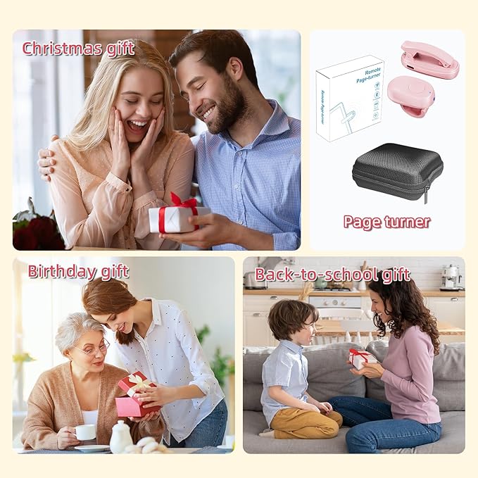 Kindle Page Turner Ring — Finger-Wear Click Controller for Comfortable One-Hand Page Turning, Ring Style Design for Reading in Bed or on The Couch(Pink)