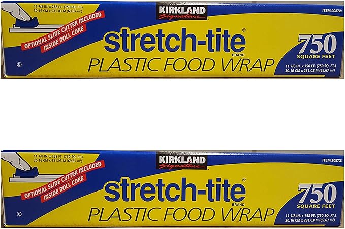 Kirkland Signature Stretch Tite Plastic Food Wrap 11 7/8 Inch X 750 SQ. FT. Pack 2