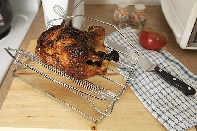 Fox Run Adjustable Roasting Rack, 11.25 x 10 x 5 inches, Metallic