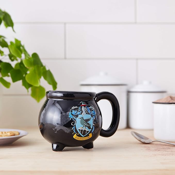 Silver Buffalo Harry Potter Hogwarts House Ravenclaw Crest Cauldron Ceramic 3D Sculpted Mug, 20 Ounces