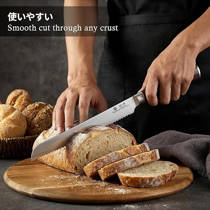 imarku 10 Inch Bread Knife for Homemade Bread Sourdough,German High Carbon Stainless Steel Serrated Knife with Ergonomic Wood Handle,Ultra Sharp Razor Edge Slicing for Crusty Bread Cake,Birthday Gifts