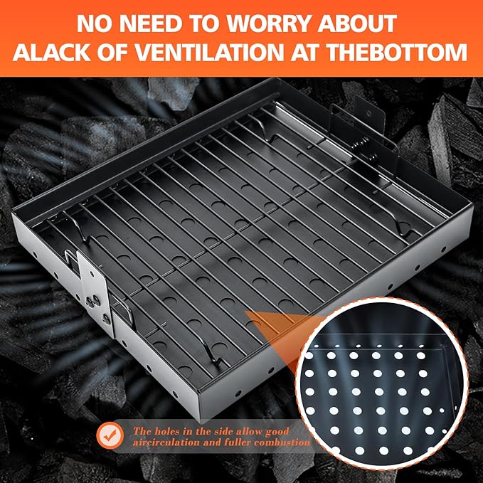 Uniflasy Stretchable 15-28" Charcoal Tray for Expert 24 Grill Parts, Pit Boss Memphis I, Chargriller PS9900 2190 6500 6800 8500, Adjustable Charcoal Basket Holder for Smoke Hollow 47183T-21 Replacement Parts