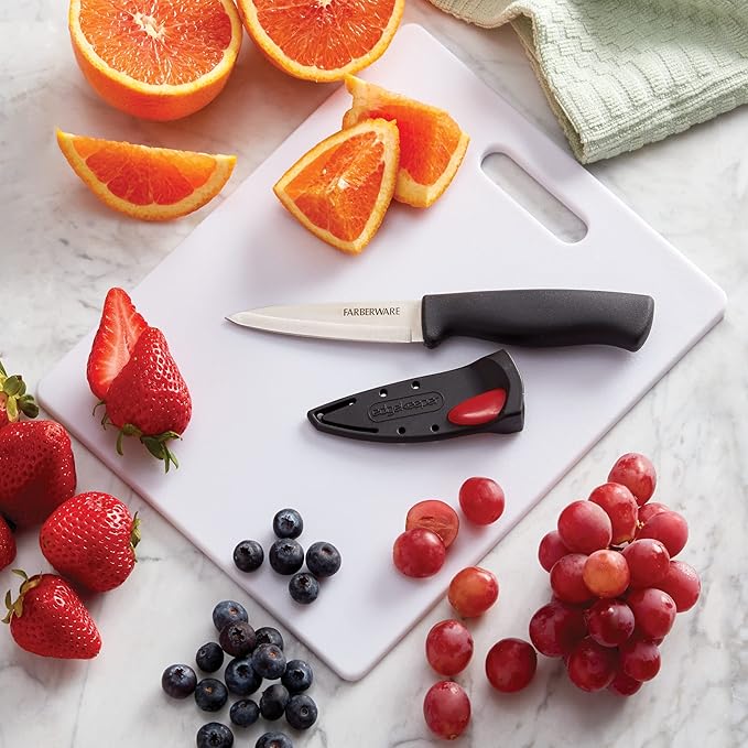 FARBERWARE Reversible Plastic Cutting Board,8x10 Inch,White,Dishwasher Safe,Non-Porous and Durable for Chopping,Slicing,Prep,Easy to Store,(Pack of 3)
