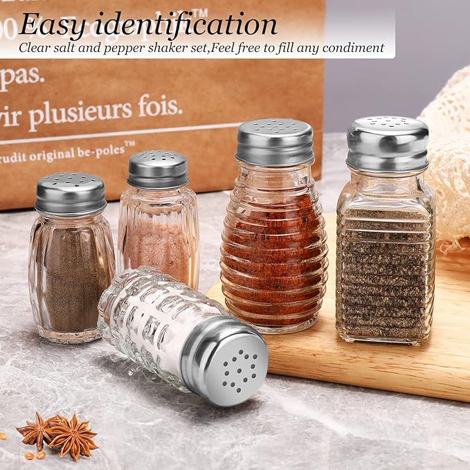 Glass Salt and Pepper Shakers Set,Rectangular Salt Shaker Set
