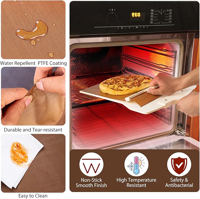 Sliding Pizza Peel, Pizza Slider Paddle with Pizza Cutter Rocker, Non-Stick Pizza Peel Slider with Handle Detachable Transfers Pizza Pie, 12â Wood Sliding Pizza Peel with Replacement Cloth