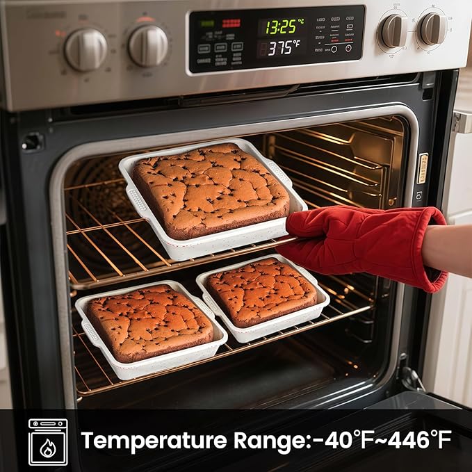 Vinino 8 x 8 Inch Silicone Square Brownie Cake Pan with Metal Reinforced Frame, Nonstick Silicone Brownie Pans BPA Free Suitable for Making Cakes, Brownies, Bread