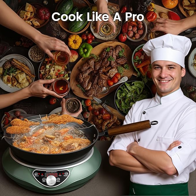 1700W Commercial Induction Wok Cooktop – Concave Wok Burner with Continuous Heating, Professional Countertop Induction Stove for Stir Fry, 120V Electric Wok Burner