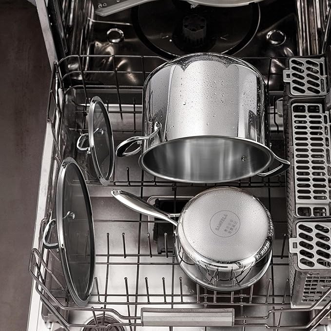 5-Ply 1.3 Quart Stainless Steel Saucepan with Glass Lid, Suitable for All Hobs, PTFE, PFAS and PFOA Free