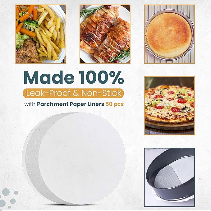 RFAQK Springform Pan Set of 3 - Non-Stick Leakproof Round Cake Pans (6", 8", 10") with 90 Pcs Parchment Paper Liners and Bonus Ebook - Perfect for Cheesecakes, Baking, and More!