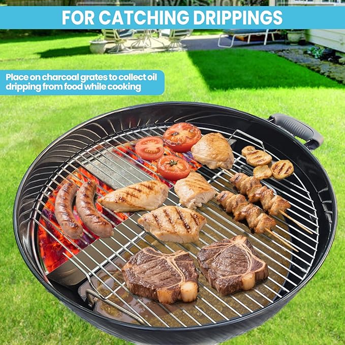 Grisun Cast Iron Grill Pan – Griddle & Drip Pan for 22" Weber Kettle Grills, Grill Pan for Weber 22" Kettle Similar Grills, Heavy-Duty, Rust-Proof