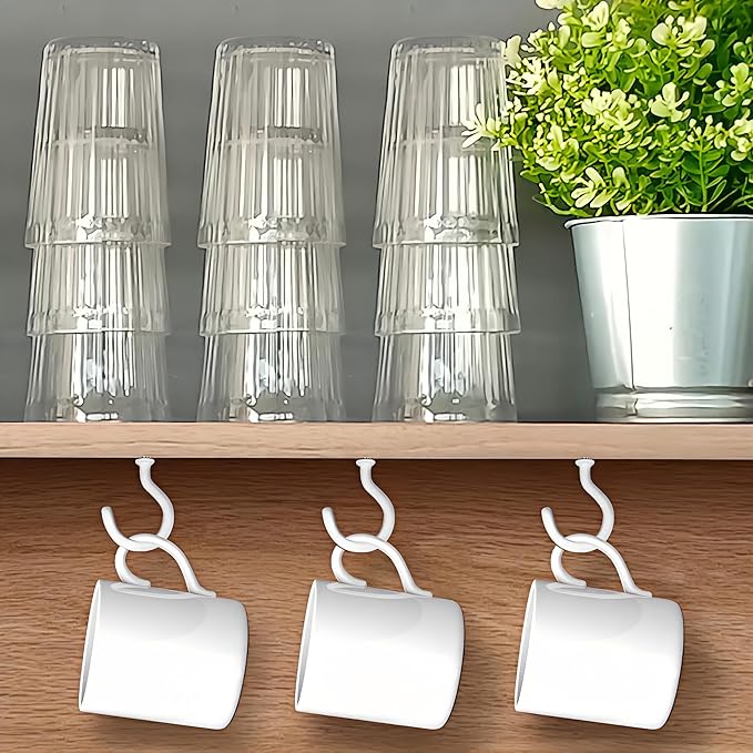 2" White Vinyl Coated Screw-in Hooks, Ceiling Hooks Wall Hooks Hanging Hooks Kitchen Hooks Indoor Outdoor for Cups Decors Plants Utensils Lights Baskets Wreaths, 20 PCS
