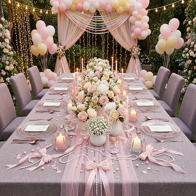 102PCS Rose Gold Plastic Plates - Clear Rose Gold Plate - Heavy Duty Disposable Plates - Fancy Disposable Dinner & Dessert Plate for 51 Guests for Party & Wedding