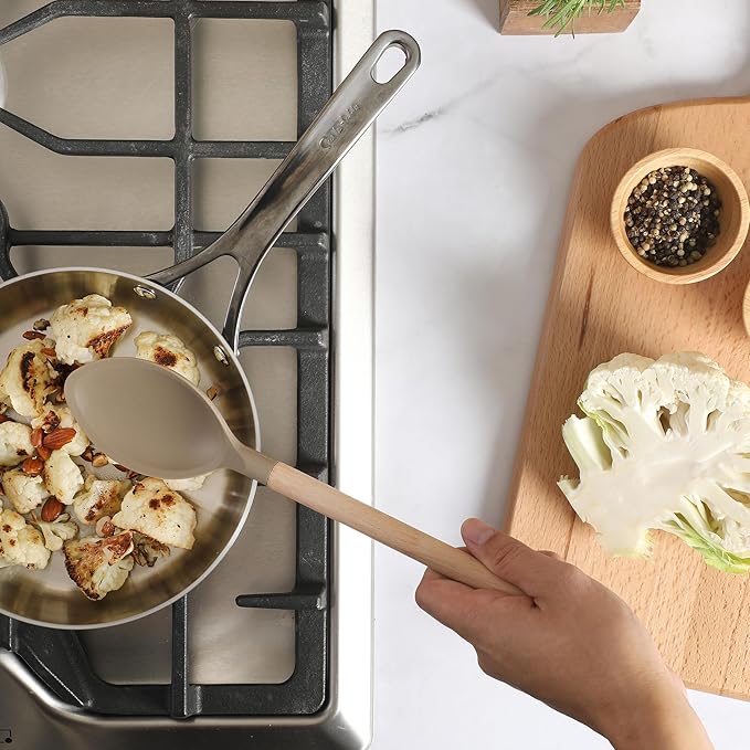 Sur La Table Kitchen Essential Chef's Toolkit Silicone Kitchen Spoon With Beechwood Handle - Taupe