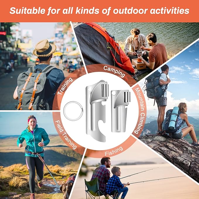 12 Pieces Military Style Can Openers with Key Rings, Anglecai P-38 and P-57 Military Can Openers Stainless Steel Army Survival Can Opener Portable for Traveling