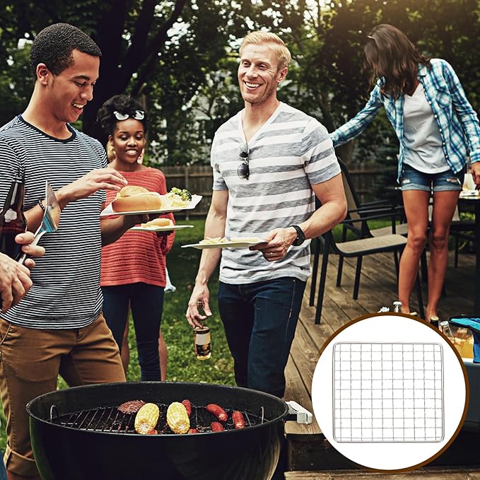uxcell Cooling Racks, 5.9" x 5.9" Stainless Steel Barbecue BBQ Grill Net Mesh Rack Grate for Cooking, Roasting, Grilling, Oven & Dishwasher Safe, Silver