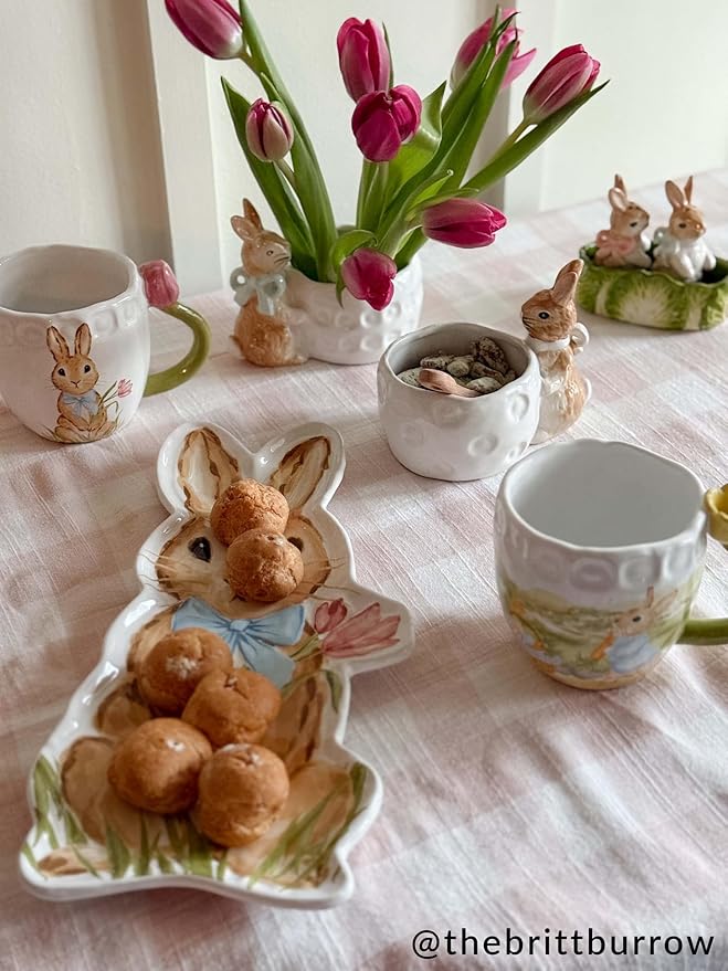 Mud Pie Easter Blue Bow Bunny Dish