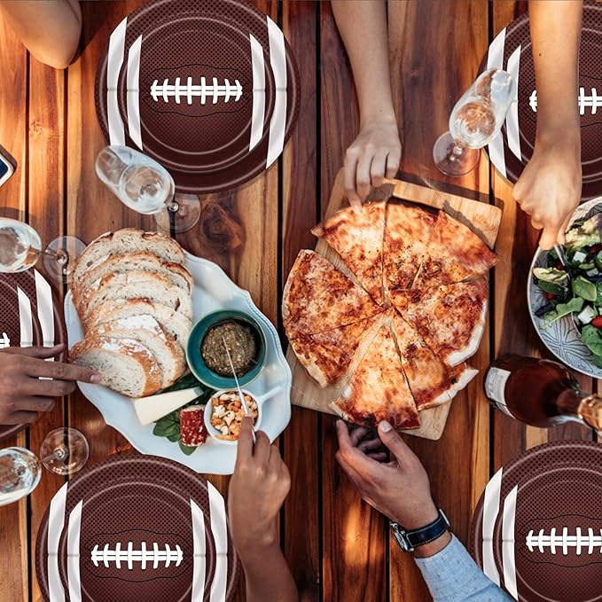 40pcs Football Party Paper Plates Set Disposable Sports Party Food Dinner Dessert Plate Birthday Tableware Decorations Favors, Including 20pcs 9" and 20pcs 7" Plates for Football Theme Plate