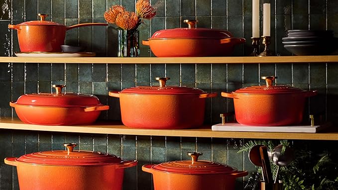 Le Creuset Enameled Cast Iron Signature Oval Dutch Oven, 15.5 qt., Flamme Doree with Crucible Knob