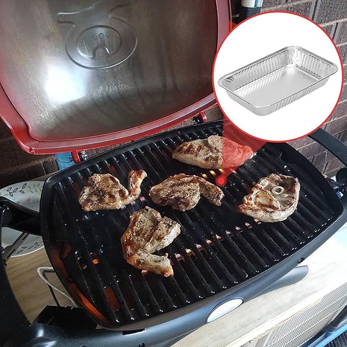 Grill Drip Pan Liner for Ninja OG700 OG701 OG751 Series Woodfire Smoker Accessories,Aluminum Disposable Foil Grease Liners Compatible with Weber Q/Spirit/Genesis Gas Grill,30 Packs