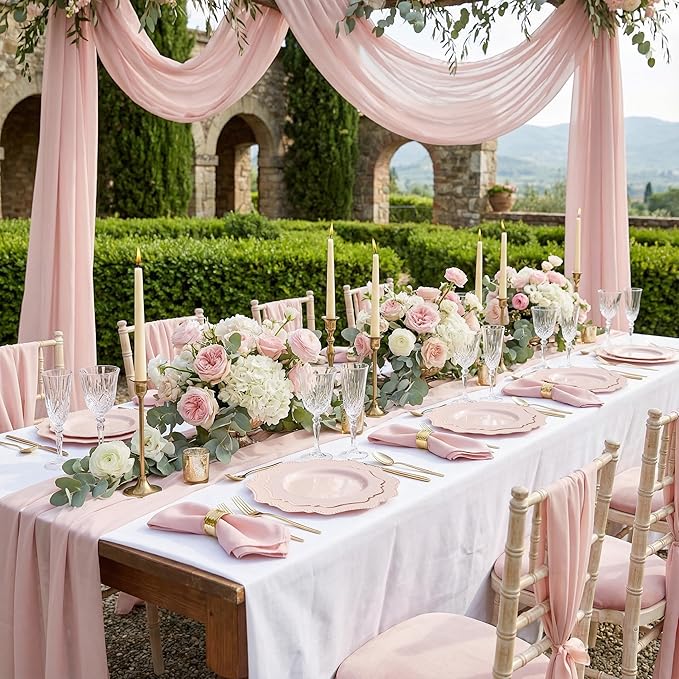 COLOSUS 100 pcs Pink Plastic Plates Set, Nice Disposable Plates,Pink Disposable plates Set for 50 Guest include 50 Dinner Plate 10.5 &50Dessert plates 8.25 for Party,Wedding, Birthday,Easter Day