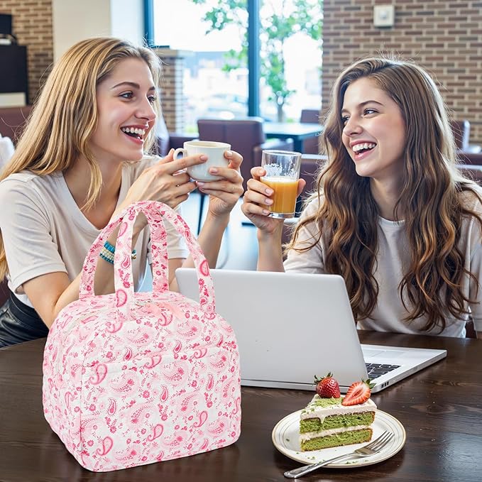 Quilted Lunch Box for Women,Coquette Aesthetic Lunch Box for Teen Girls,Cute Lunch Bags for Work, School,Office,Picnic,Travel (peisili)