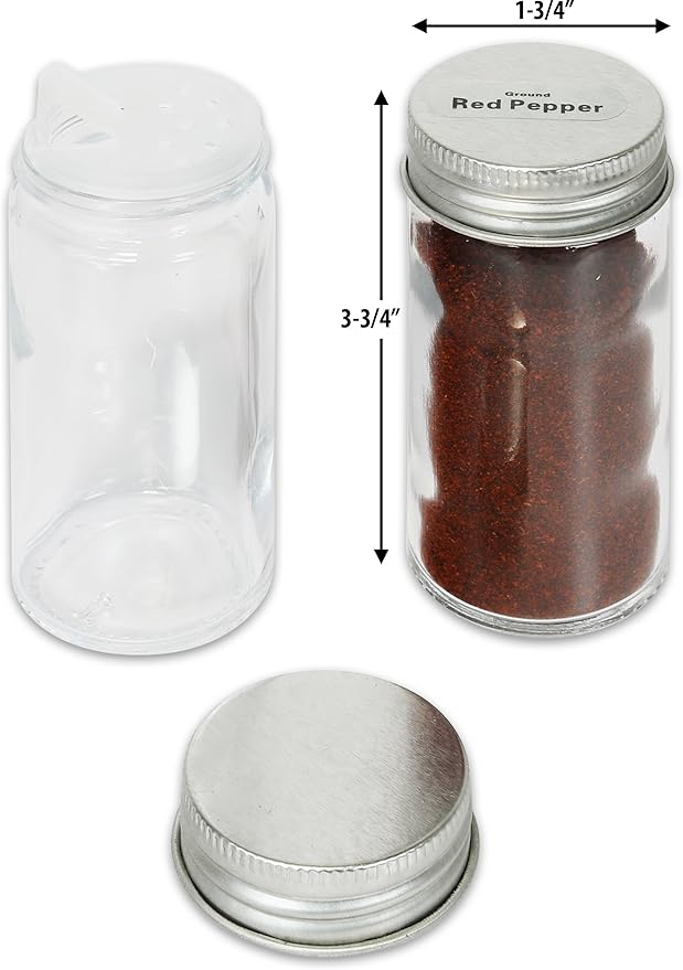 Simple Houseware 12-Pack 3 oz Glass Spice Jars, Round Bottles with Shaker Lids, Funnel and Labels for Seasoning & Storage