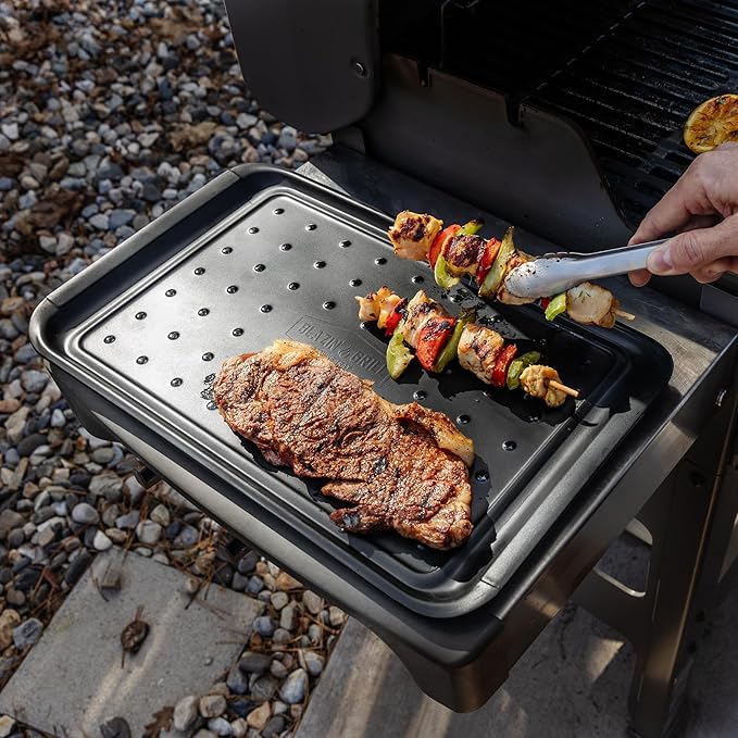 AVIEUS Grill Prep and Serving Trays | Set of 3 Stackable, Melamine Trays with Bamboo Cutting Board | Trays for Marinating, Serving & Chopping | Serving Platter for Plating Food & BBQ Prep Tub |