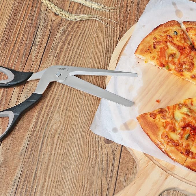 Pizza Scissors, Pizza Cutter with Ultra Sharp Detachable Blade and Ergonomic Soft Grip, 10.3Inch, Black&Grey