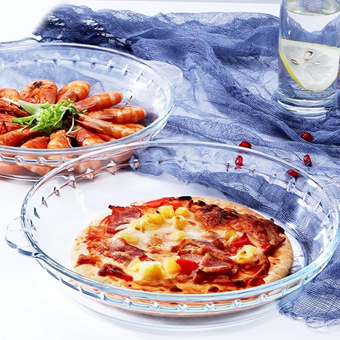 Glass Pie Plate 7" Pie Pans Pie Baking Dishes with Handles for Serving and Baking Glass Pie Dish for Snacks, Salads, Desserts (1)
