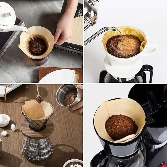 Coffee Filters 2, 100 Count Disposable #2 Cone Coffee Filter Unbleached Natural Coffee Filters 2 Cone Paper for Pour Over Coffer Makers/Coffee Dripper Cones(2-6 Cups)
