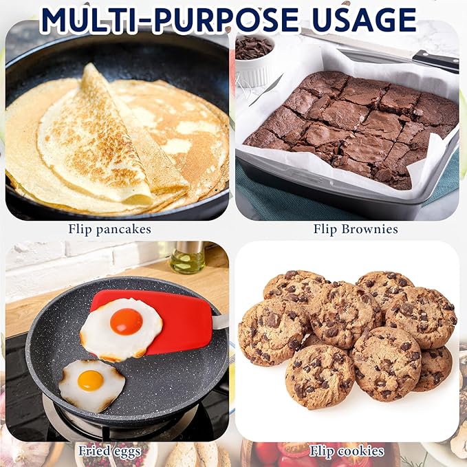 Large Silicone Spatula Flexible Silicone Cookie Spatula Heat Resistant Lagre Pancake Turner for Kitchen Use Nonstick Cookware No Scratch Cooking Flipper for Egg Pancake