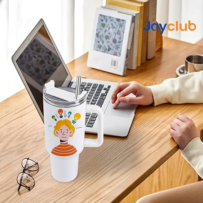 Joyclub 8 Pack 40 OZ Sublimation Tumblers with Handle Blank Insulated Large Tumbler Bulk, Coffee Travel Cups Stainless Steel Travel Mug for Diy Craft Heat Press Print