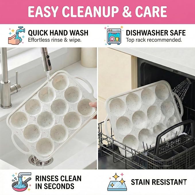 1-Pack - Silicone Muffin Pan for Baking with Metal Reinforced Frame, 12 Cup Regular Size Cupcake Pan, BPA Free -Silicone Muffin Tray, Cupcake Baking Pan Molds for Oven Dishwasher Safe