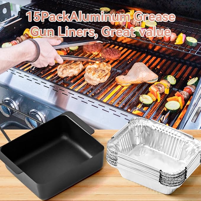720-0830H Grill Drip Pan Kit, Grill Grease Drip Pan & Catcher Cup for Nexgrill 720-0888N, Nexgrill Replacement Parts with 15 Aluminum Foil Liners, Fits 720-0925P & Cuisinart CGG-7400/7500/8500 Grills