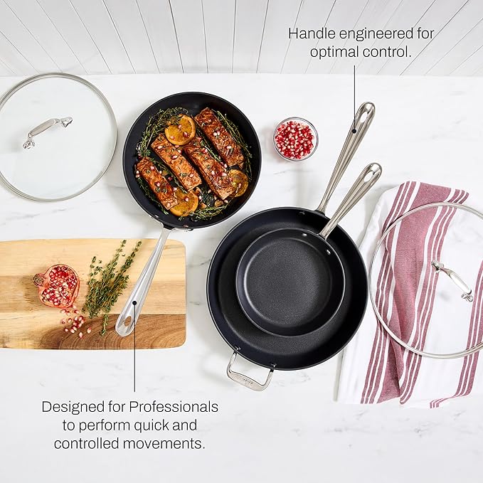 All-Clad E7859064 HA1 Hard Anodized Nonstick Fry Pan Cookware Set, 10 Inch and 12 Inch Fry Pan, 2 Piece, Black
