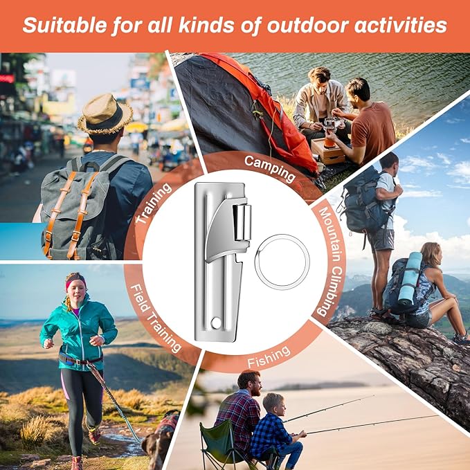 12 Pieces Military Style Can Openers with Key Rings, Anglecai Military Camping Can Openers Stainless Steel Army Survival Cans Opener Portable Cans Opener for Traveling (Style 5 (P51))