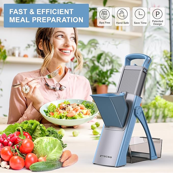2025 Upgraded Version All-in-1 Mandoline Slicer for Kitchen & Adjustable Mandoline Slicer. Detachable Blade, Cut Slice, Strips, Dice, Shred and Chop, Versatile Kitchen Veggie Chopper